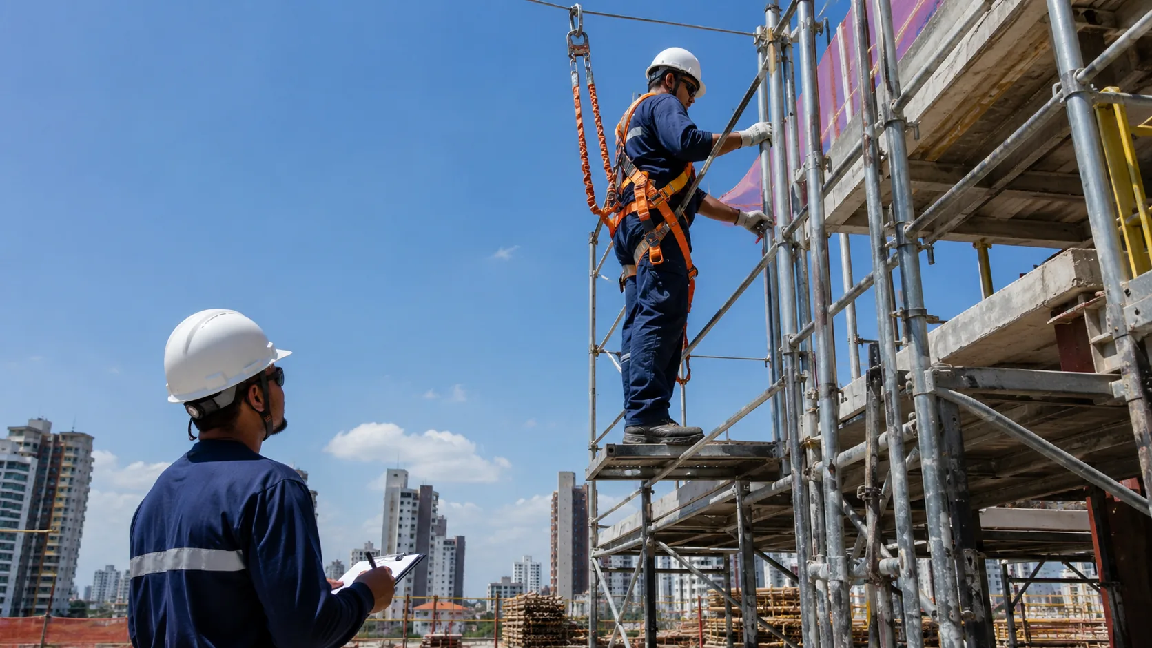 Trabalho em altura com cinto paraquedista